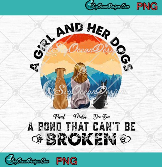 Personalized Cute Dog Lovers Gift PNG, A Girl And Her Dogs PNG JPG Clipart, Digital Download