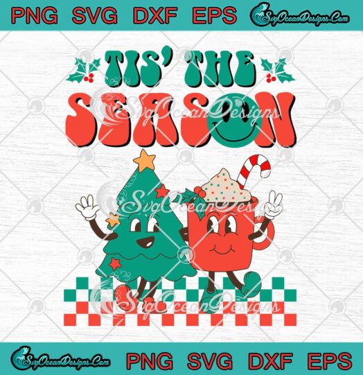 Retro Groovy Christmas Tis The Season SVG, Snowman Hot Chocolates SVG PNG EPS DXF PDF, Cricut File