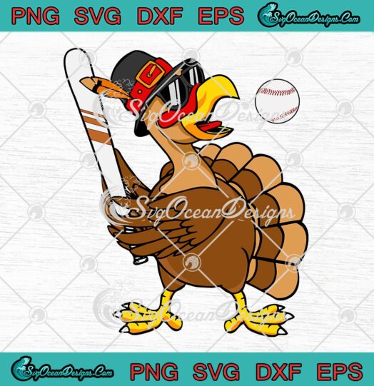 Thanksgiving Turkey Playing Baseball SVG, Kids Boys Baseball Meme SVG PNG EPS DXF PDF, Cricut File