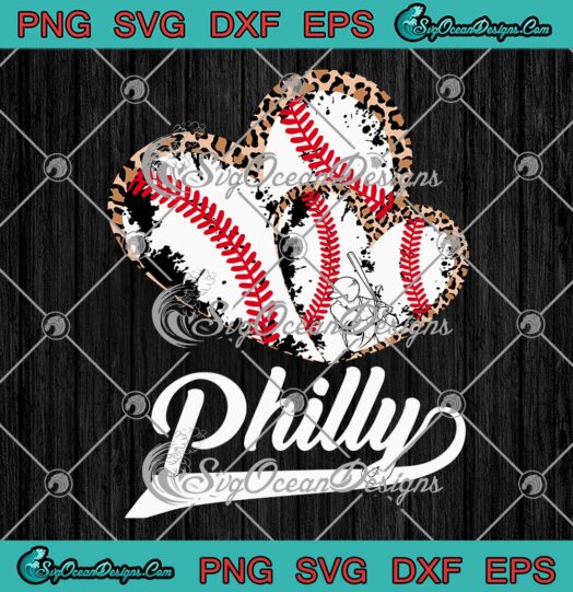 Vintage Philly Baseball Leopard Heart SVG, Gift For Baseball Fans SVG PNG EPS DXF PDF, Cricut File