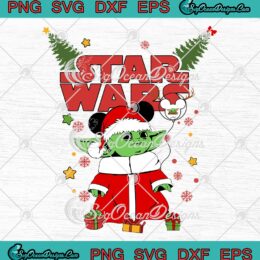 Baby Yoda Star Wars Christmas SVG, Yoda Santa Hat Christmas Holiday SVG PNG EPS DXF PDF, Cricut File