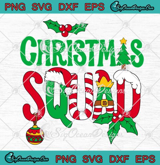 Christmas Squad Santa Elf SVG, Family Matching Pajamas Boys Girls Gift ...