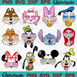 Disney Cartoon Characters Bundle SVG, Matching Disney Family Vacation SVG PNG EPS DXF PDF, Cricut File