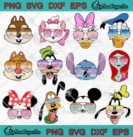 Disney Cartoon Characters Bundle SVG, Matching Disney Family Vacation SVG PNG EPS DXF PDF, Cricut File