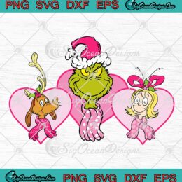 Dr. Seuss Pink Heart Trio Christmas SVG, Grinch Pink Xmas 2022 SVG PNG EPS DXF PDF, Cricut File