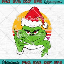 Grinch Santa Hat Vintage Christmas SVG, Grinch Christmas Season SVG PNG EPS DXF PDF, Cricut File