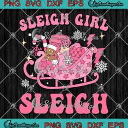 Groovy Sleigh Girl Sleigh SVG, Pink Christmas Coffee SVG, Xmas Holiday SVG PNG EPS DXF PDF, Cricut File