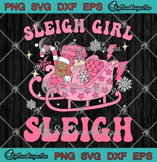 Groovy Sleigh Girl Sleigh SVG, Pink Christmas Coffee SVG, Xmas Holiday SVG PNG EPS DXF PDF, Cricut File