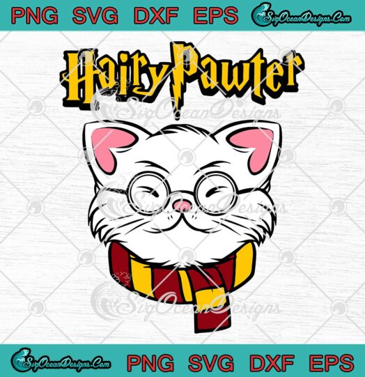 Hairy Pawter Harry Potter Parody SVG, Funny Cat Pun Joke SVG, Kitty Lover Gift SVG PNG EPS DXF PDF, Cricut File