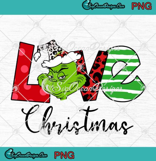 Love Christmas Grinch Santa Hat PNG, Merry Christmas Season 2022 PNG JPG Clipart, Digital Download