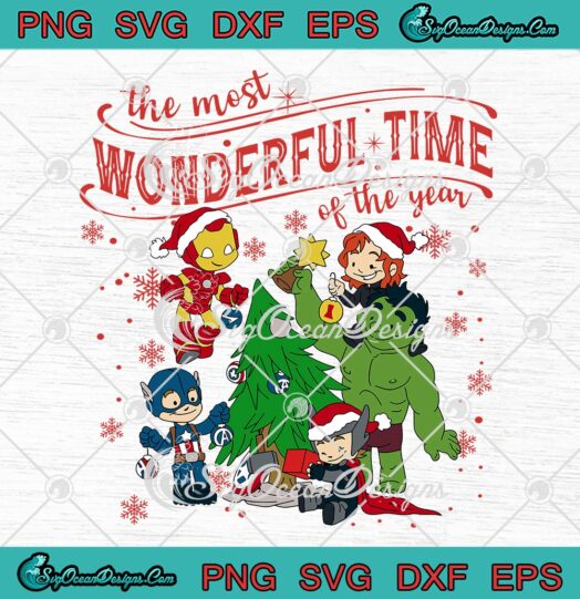 Marvel Avengers Superheroes Christmas SVG, The Most Wonderful Time Of The Year SVG PNG EPS DXF PDF, Cricut File