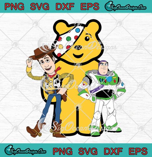 Pudsey Bear Woody And Buzz Lightyear SVG, Toy Story SVG, BBC Children In Need SVG PNG EPS DXF PDF, Cricut File