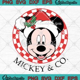 Santa Mickey And Co Checkered SVG, Christmas Disney Mickey Santa Hat SVG PNG EPS DXF PDF, Cricut File