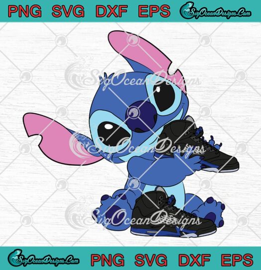 Stitch Holding Air Jordan 5 Racer Blue SVG, Disney Stitch Cute Gift SVG ...