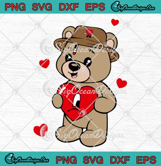 Baby Benito Teddy Bear Valentines SVG, Bad Bunny Hearts SVG PNG EPS DXF PDF, Cricut File