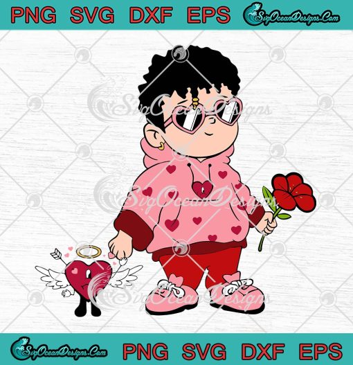Baby Benito With Sad Heart Valentines SVG, Bad Bunny Valentine's Day SVG PNG EPS DXF PDF, Cricut File