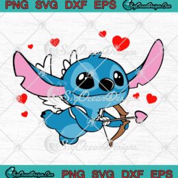 Cupid Stitch Disney Valentines SVG, Gift For Lover Cupid Valentine's Day SVG PNG EPS DXF PDF, Cricut File