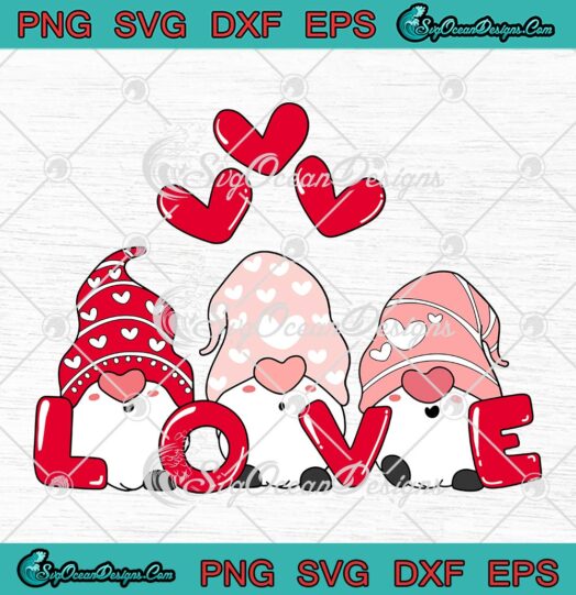 Cute Gnome Love Hearts Valentine's Day SVG, Matching Couple Gift SVG PNG EPS DXF PDF, Cricut File