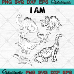 Dinosaur Affirmation Words SVG, Dinosaurs Gift For Boys Kids SVG PNG EPS DXF PDF, Cricut File