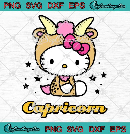 Hello Kitty Capricorn Zodiac Horoscope SVG, Capricorn Zodiac Birthday Gift SVG PNG EPS DXF PDF, Cricut File