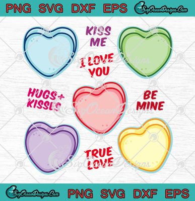 Kiss Me Candy Hearts Valentine's Day SVG, Candy Hearts With Word ...