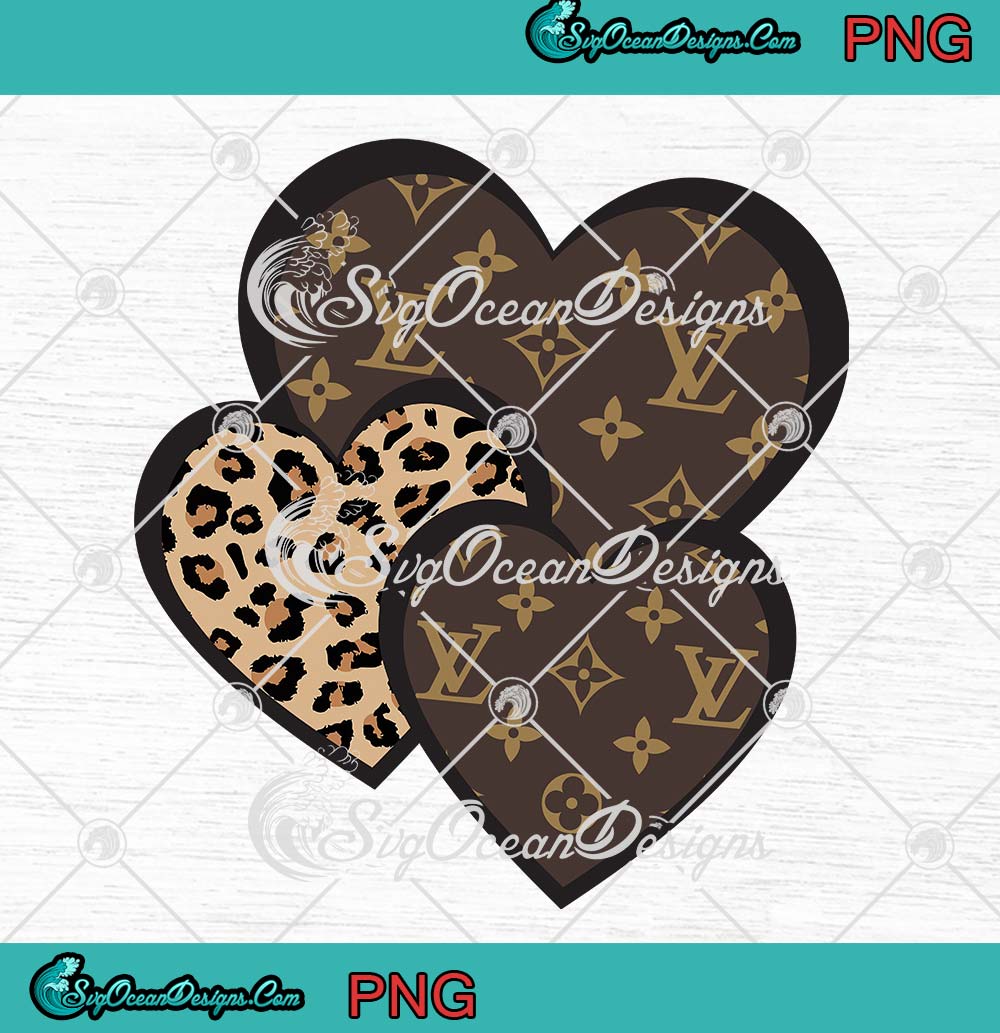 Louis Vuitton Leopard Hearts PNG, LV Inspired Valentine's Day Gift PNG JPG Clipart, Digital Download