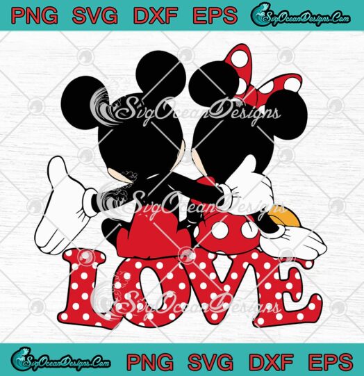 Love Mickey Minnie Mouse SVG, Cute Disney Valentine's Day SVG PNG EPS DXF PDF, Cricut File