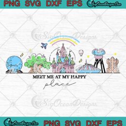 Meet me at my Happy Place Vector Orlando Theme Park Illustration