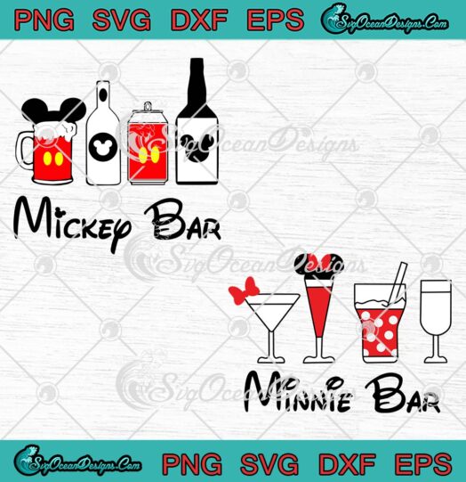 Mickey Bar And Minnie Bar Drinking SVG, Matching Disney Couples Gift SVG PNG EPS DXF PDF, Cricut File
