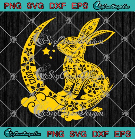 Rabbit 2023 Year Of The Rabbit SVG, Chinese New Year Bunny Fans 2023 SVG PNG EPS DXF PDF, Cricut File