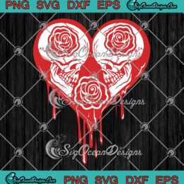 Skull Rose Red Broken Heart SVG, Dead Skeleton Love SVG, Gothic Valentine SVG PNG EPS DXF PDF, Cricut File