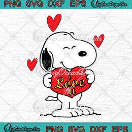 Snoopy Hugs Heart I Love You SVG, Cute Valentine's Day Gift SVG PNG EPS DXF PDF, Cricut File