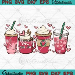 True Love Valentine Coffee Latte SVGPink Coffee Valentine’s Day SVG PNG EPS DXF PDF, Cricut File
