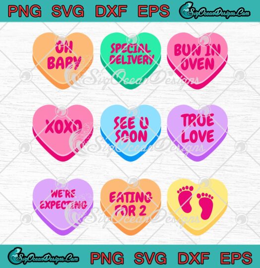Valentine Pregnancy Announcement SVG, Candy Hearts Valentine's Day SVG PNG EPS DXF PDF, Cricut File