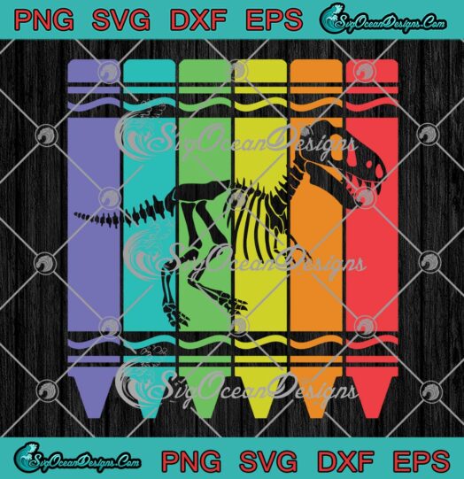 Back To School T-Rex Crayon SVG, Dinosaurus Pen Color Cute Gift SVG PNG EPS DXF PDF, Cricut File