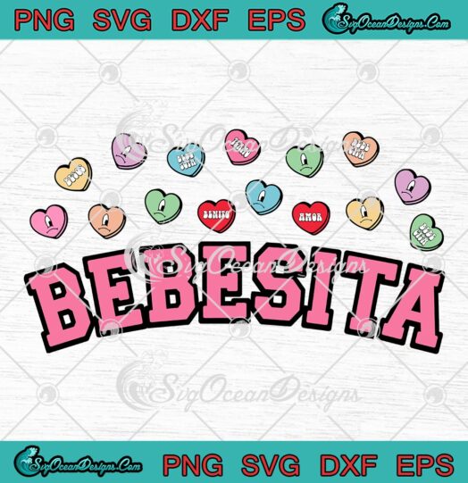 Bebesita Sad Hearts Valentine's Day SVG, Bad Bunny Un San Valentin Sin Ti SVG PNG EPS DXF PDF, Cricut File