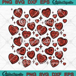 Candy Hearts Valentine's Day Collection SVG, Valentines Wrap Tumbler SVG PNG EPS DXF PDF, Cricut File