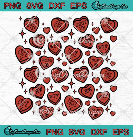 Candy Hearts Valentine's Day Collection SVG, Valentines Wrap Tumbler SVG PNG EPS DXF PDF, Cricut File