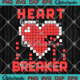 Heart Breaker Pixel Heart Valentines SVG, Video Game Retro Valentine's Day SVG PNG EPS DXF PDF, Cricut File