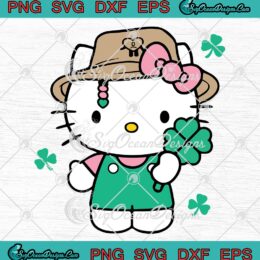 Hello Kitty Benito Happy St. Patrick's Day SVG, Bad Bunny Kitty Patrick's Day SVG PNG EPS DXF PDF, Cricut File