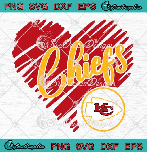 Kansas City Chiefs Heart Love SVG, American Football KC Chiefs SVG PNG ...