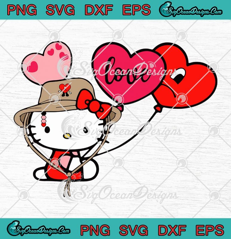 Love Hello Kitty Benito Valentines SVG, Sad Heart Balloons Valentine's