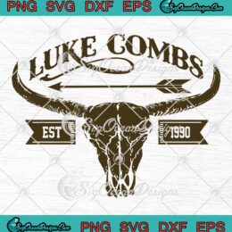 Luke Combs Est 1990 Vintage SVG, Trendy Bull Skull Luke Combs SVG PNG EPS DXF PDF, Cricut File