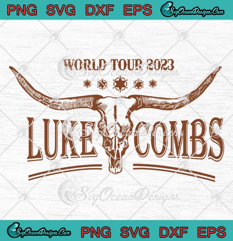 Luke Combs World Tour 2023 SVG, Vintage Bull Skull Luke Combs Trendy ...