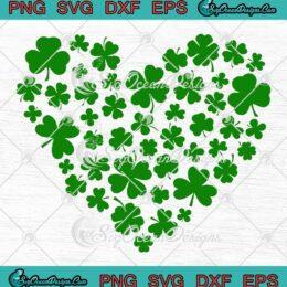 Shamrock Heart St. Patrick's Day SVG, Irish Lucky Gift For Lovers SVG PNG EPS DXF PDF, Cricut File