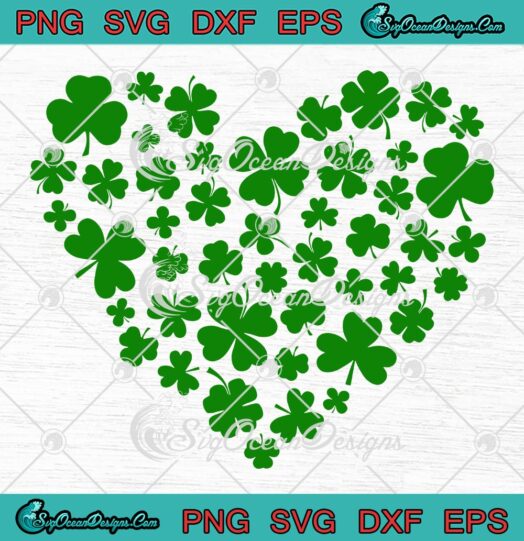 Shamrock Heart St. Patrick's Day SVG, Irish Lucky Gift For Lovers SVG PNG EPS DXF PDF, Cricut File