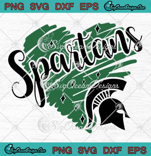 Spartan Heart Spartan Strong SVG, Michigan State Spartans Football SVG PNG EPS DXF PDF, Cricut File