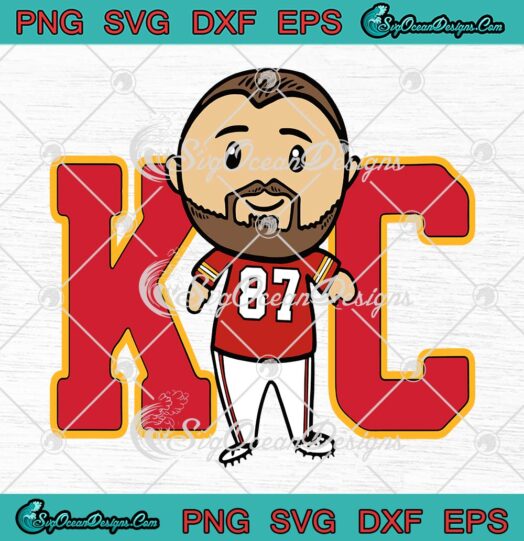 Travis Kelce Chibi Kansas City SVG, Kelce Chiefs Super Bowl 2023 SVG PNG EPS DXF PDF, Cricut File