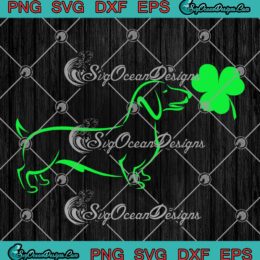 Dachshund Irish Shamrock SVG - Lucky Dog SVG - St. Patrick's Day SVG PNG EPS DXF PDF, Cricut File