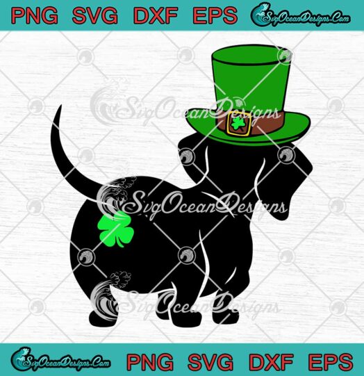 Dachshund Leprechaun Hat SVG - Patricks Funny Lucky Dachshund SVG - St Patrick's Day SVG PNG EPS DXF PDF, Cricut File